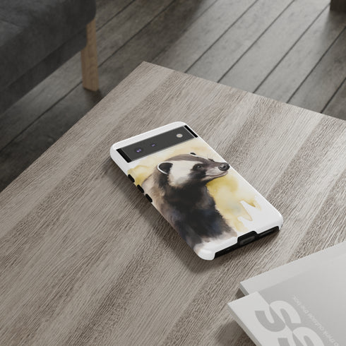 Badger on a Yellow Background - Impact Resistant Phone Case